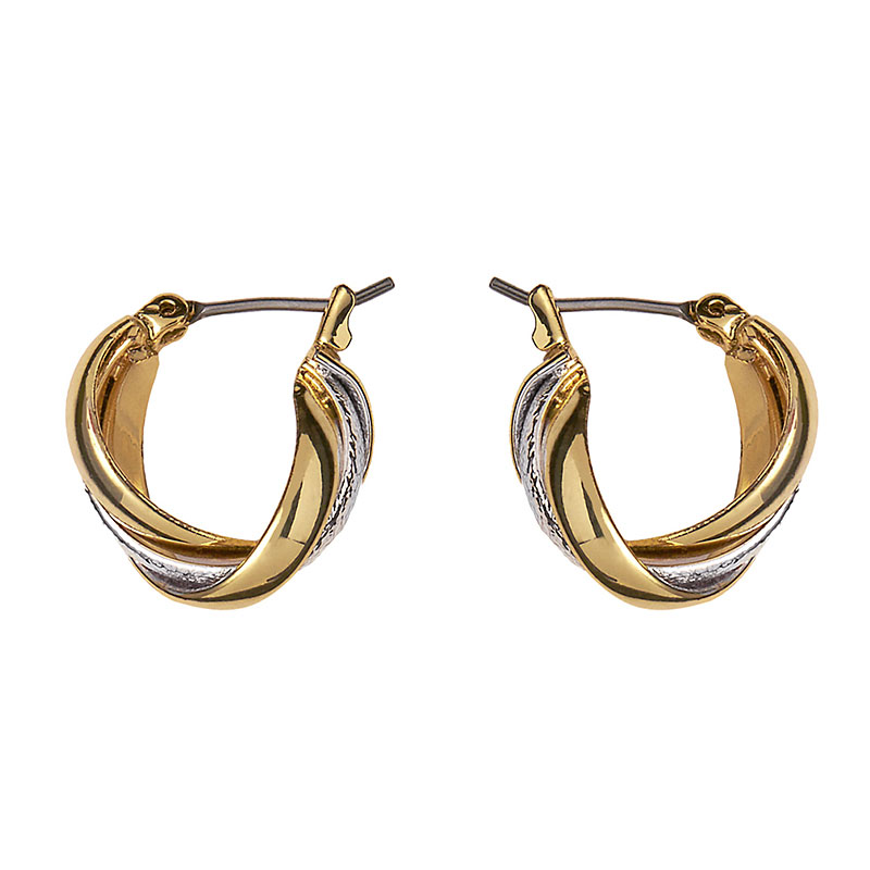 Anne Klein Small Twist Hoop Earrings - Gold/Silver