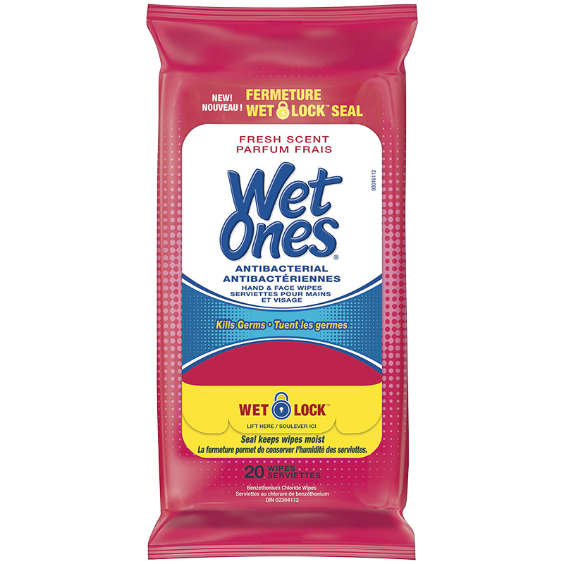 Wet Ones Anti-Bacterial Hand and Face Wipes - Fresh Scent - 20s