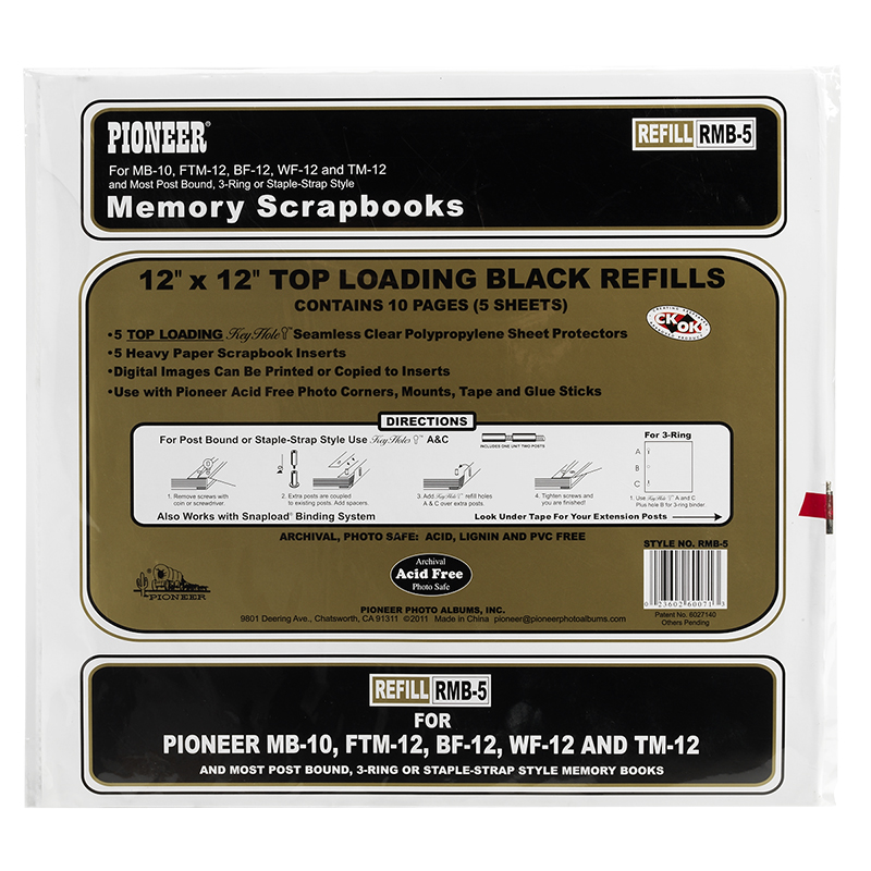 Pioneer Scrapbook Refill 12x12 - Black - RMB-5
