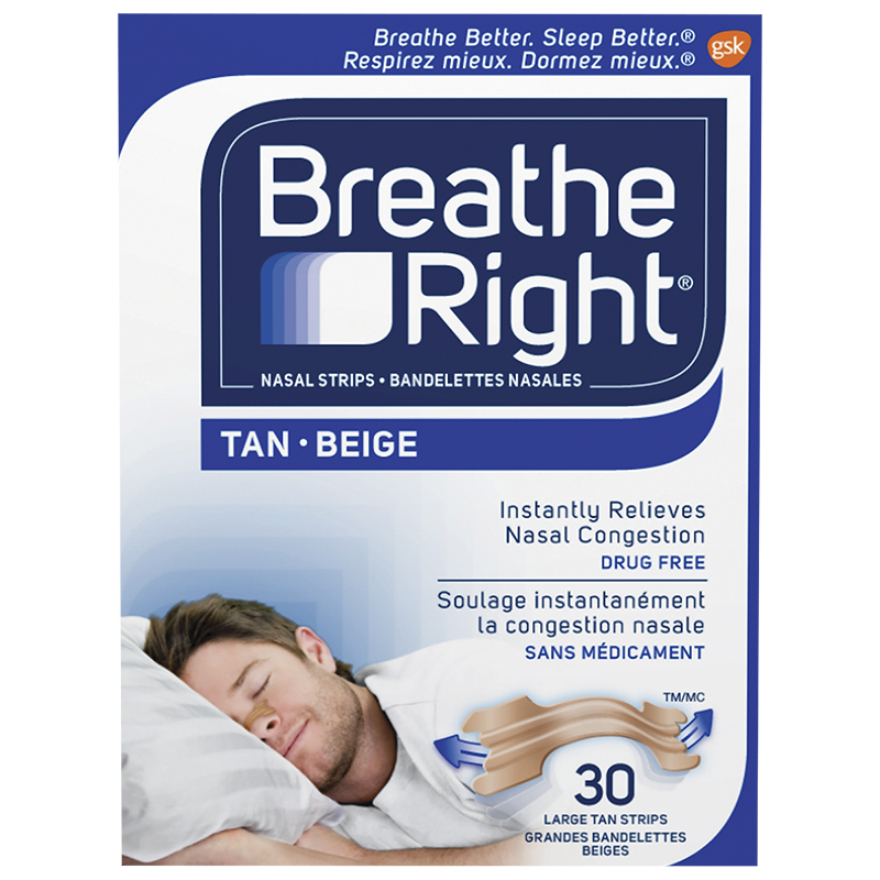 Breathe Right Nasal Strips - Tan - Large - 30s