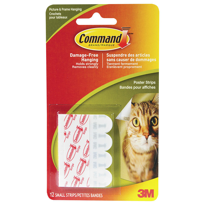 Command Small Poster Strips - White - 12's