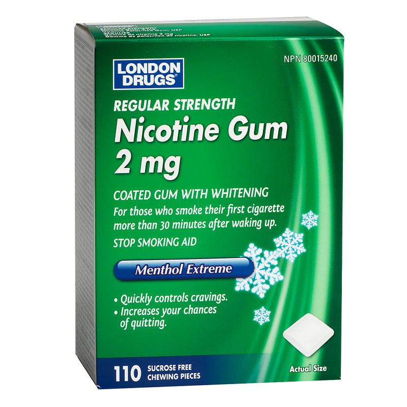 London Drugs Regular Strength Nicotine Gum 2mg - Menthol Extreme - 110s