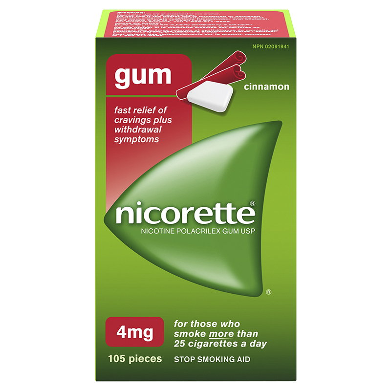 Nicorette Nicotine Gum Stop Smoking Aid - Cinnamon - 4mg - 105s