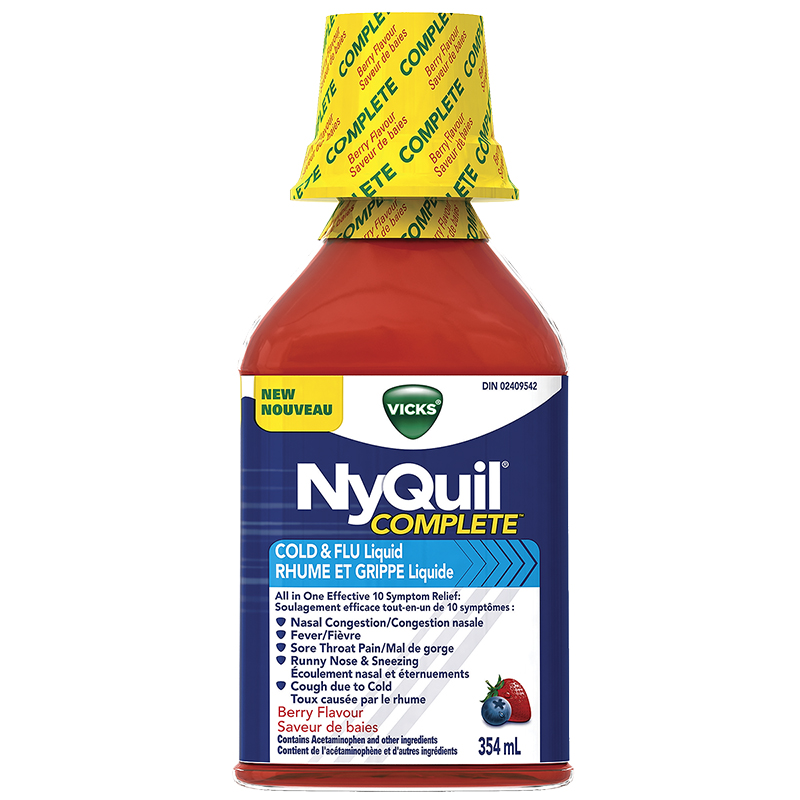 Vicks NyQuil Complete Cold and Flu Liquid - Berry - 236ml