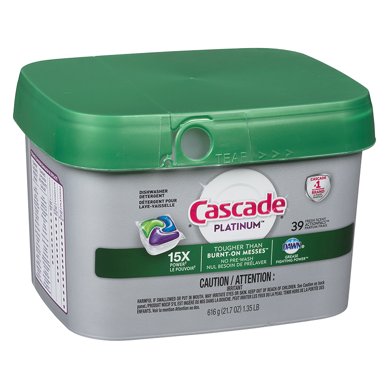 Cascade Platinum ActionPacs Dishwasher Detergent - Fresh Scent - 39s