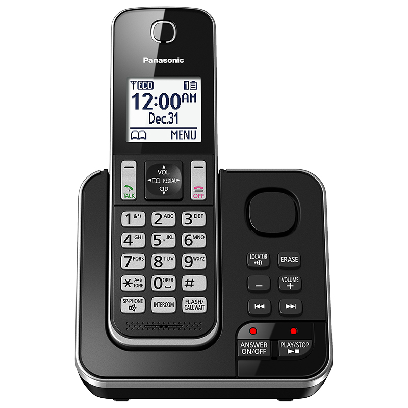 Panasonic 1 Handset Cordless Phone with Answering Machine - Black - KXTGD390B