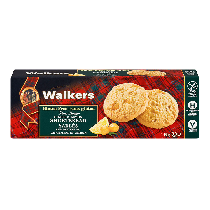 Walkers Gluten Free Ginger & Lemon Shortbread - 140g