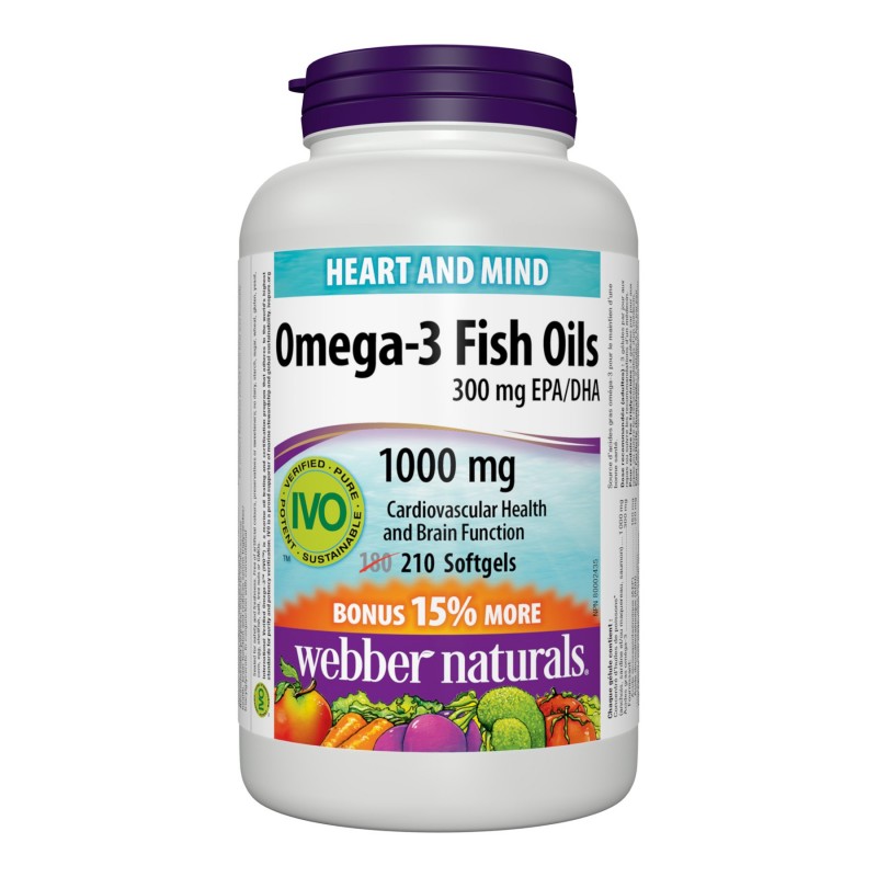 Webber Naturals Omega-3 Fish Oils Softgels - 1000mg - 210's