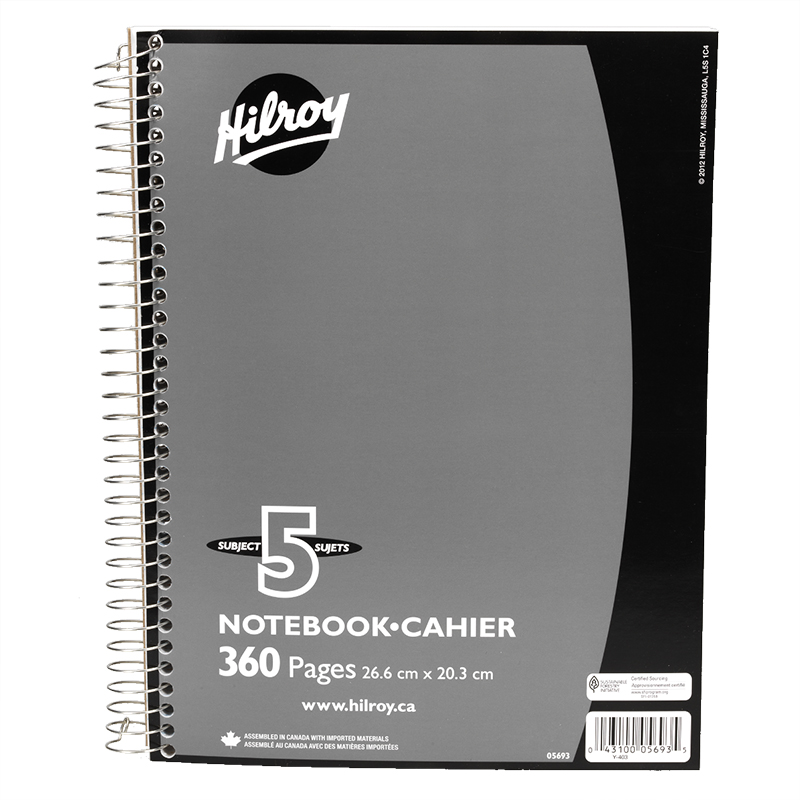 Hilroy Five Subject Notebook - 360 pages