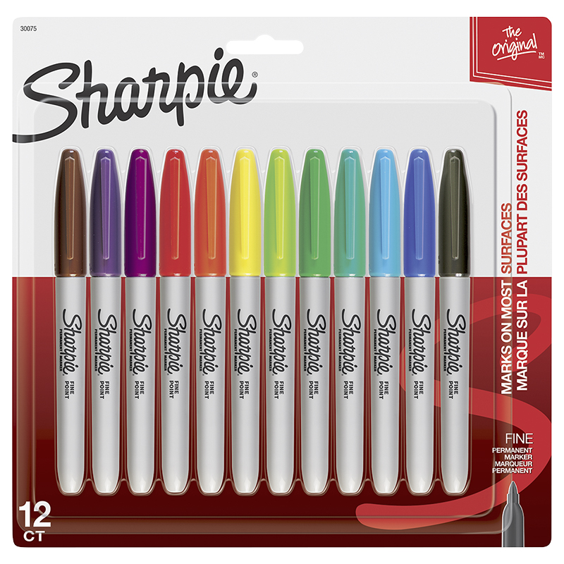 Sharpie Fine Point Permanent Markers - Assorted - 12 Pack