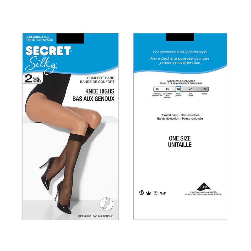Secret Silky Knee High's - Black - 2 pair