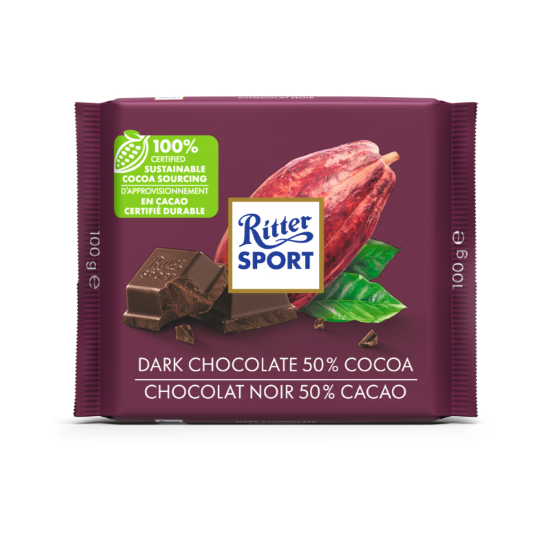 Ritter Sport - 50% Cacao Dark Chocolate - 100g