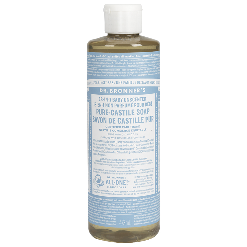 Dr. Bronner's 18-IN-1 Pure-Castile Liquid Soap - Baby Unscented - 473ml