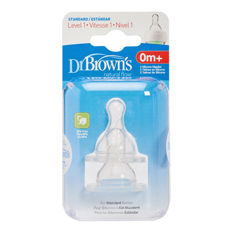 Dr. Brown's Level 1 Narrow Slow Flow Nipple - Clear/2 pack