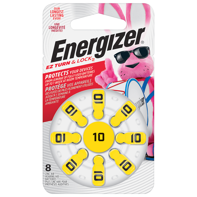 Energizer EZ Turn & Lock Size 10 Hearing Aid Batteries - 8 Pack - AZ10DP-8