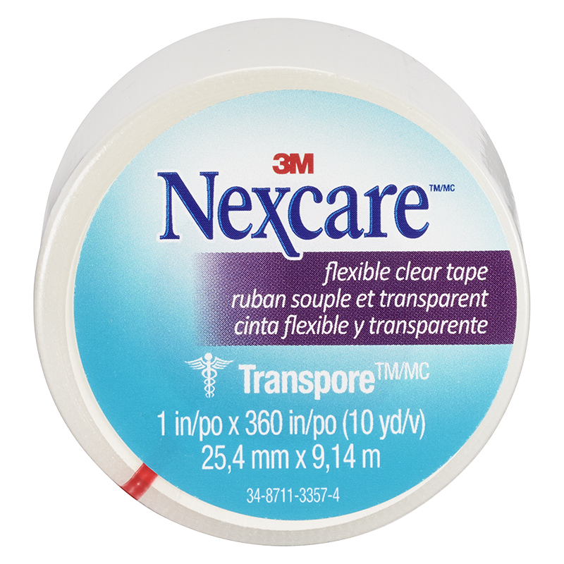 3M Nexcare Clear Transpore Stretchy Tape - 25.4mm x 9.14m