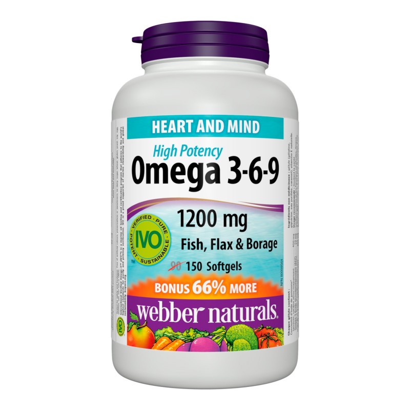 Webber Naturals High Potency Omega-3-6-9 Softgels - 1200mg - 150s