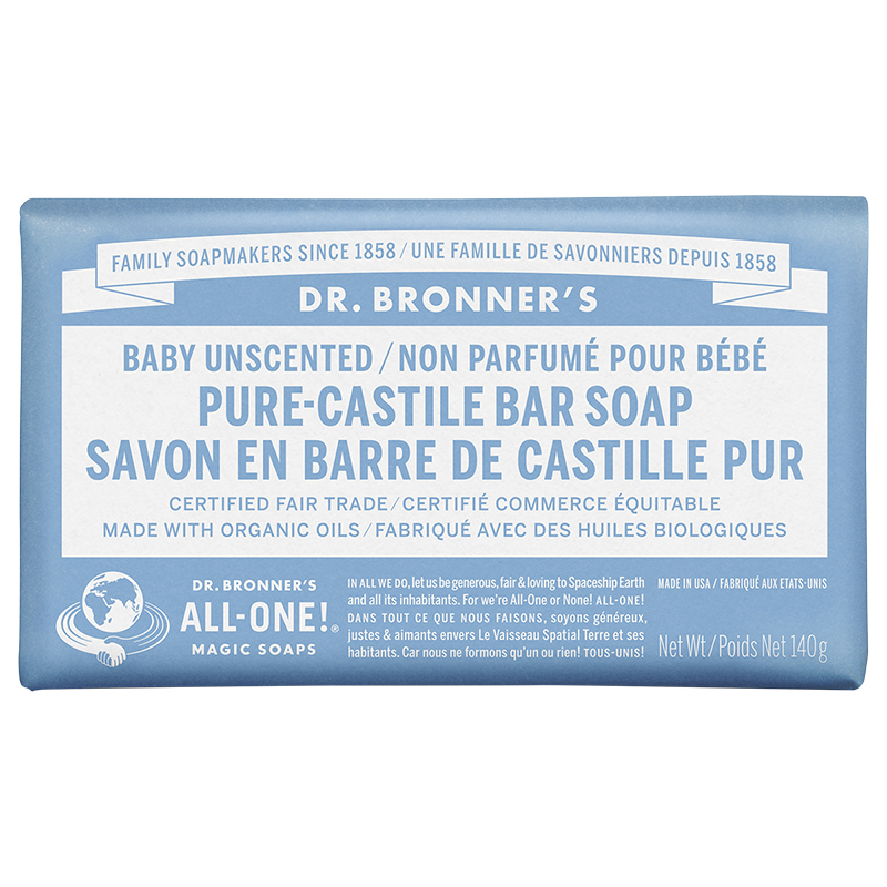 Dr. Bronner's Pure-Castile Bar Soap - Unscented Baby-Mild - 140g