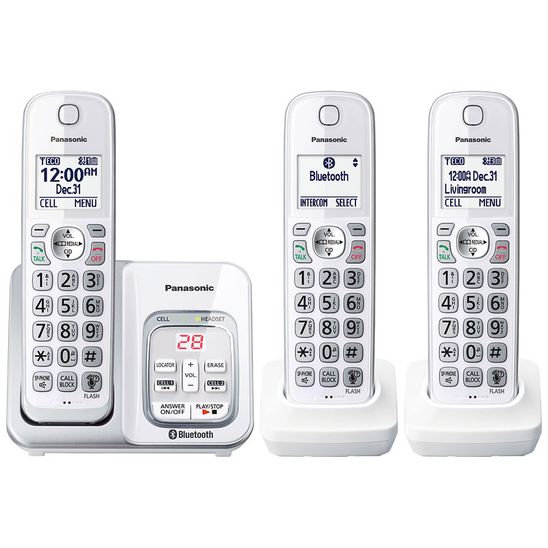 Panasonic 3-Handset Cordless Phone - White - KXTGD593W