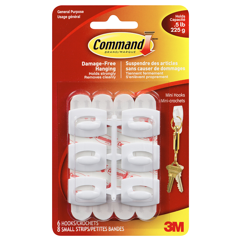 Command Mini Hooks - White - 6's