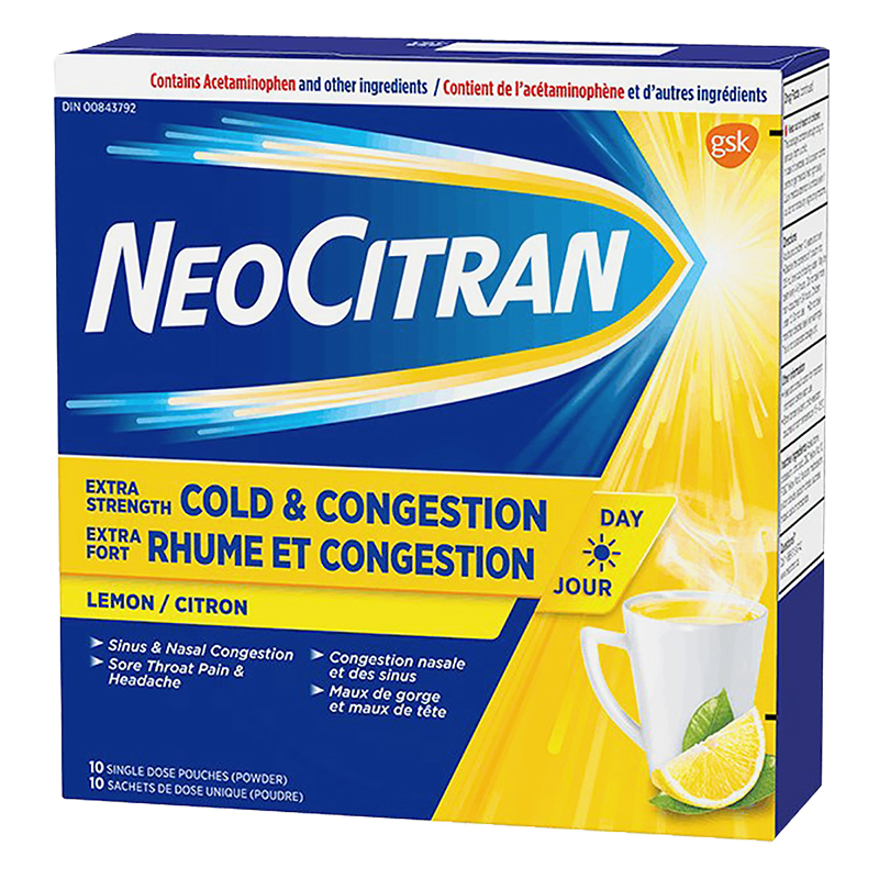 NeoCitran Extra Strength Cold & Congestion Day - Lemon - 10s