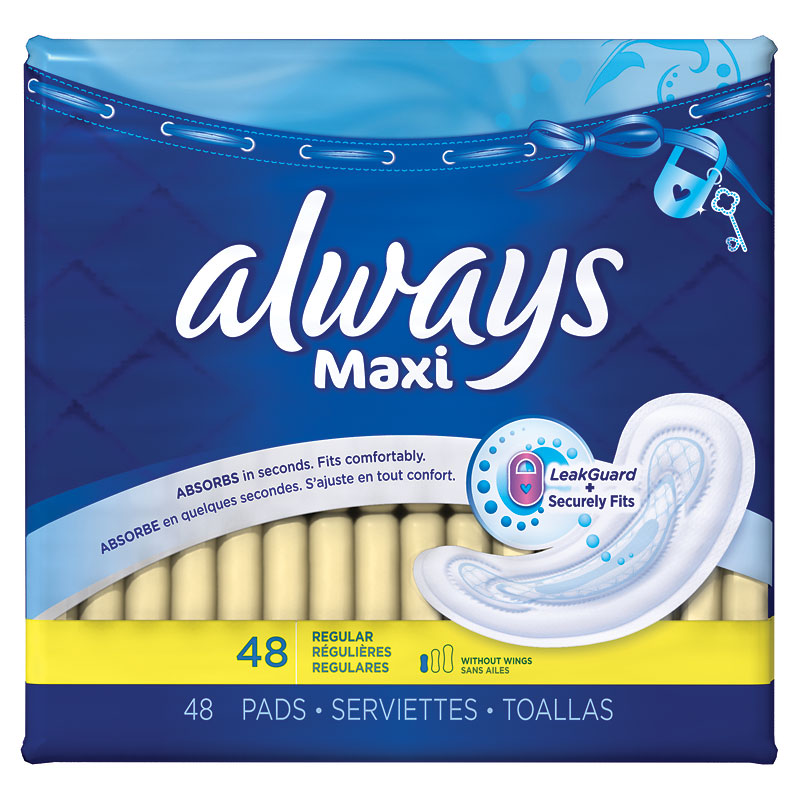 Always Maxi Pads - Regular - Unscented - 48s