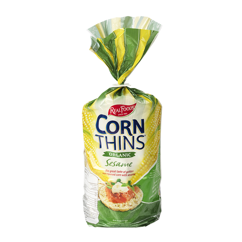 Real Foods Corn Thins - Sesame - 150g
