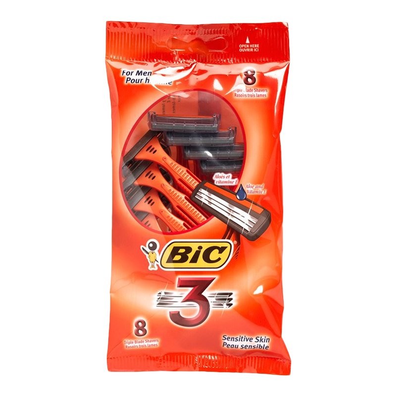 BIC 3 Triple-Blade Razors for Men - Orange - 8's