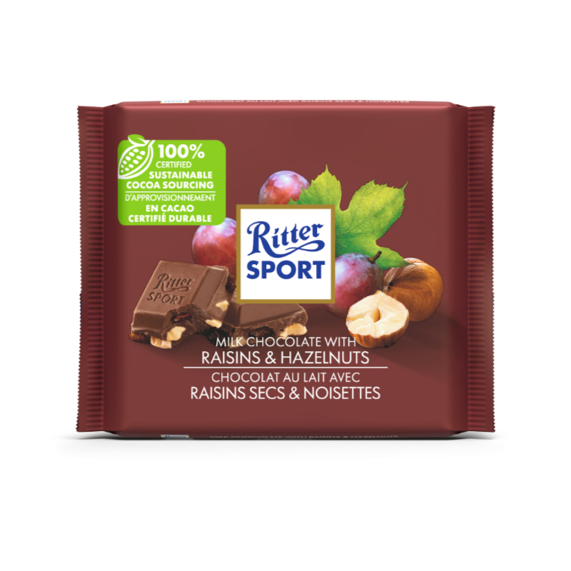Ritter Sport - Milk Chocolate with Raisins & Hazelnuts - 100g