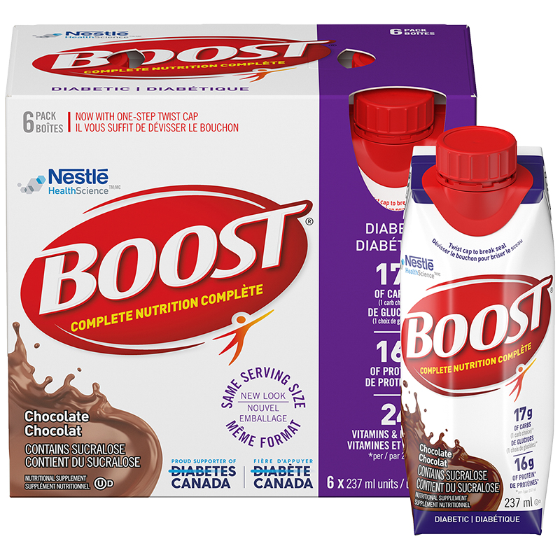 BOOST Diabetic Nutritional Supplement - Chocolate - 6x237ml