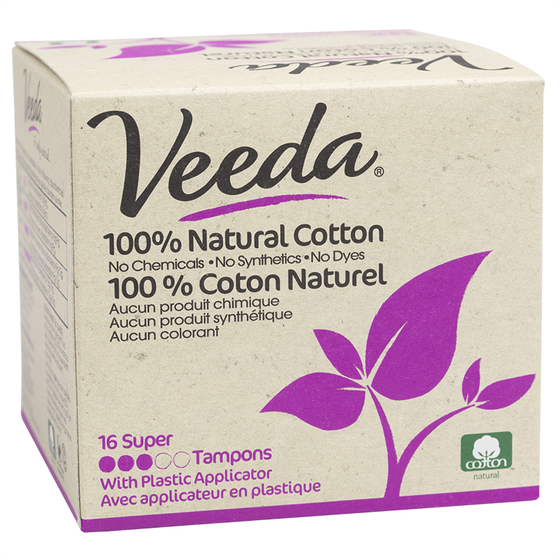 Veeda 100% Natural Cotton Tampons - Super - 16s