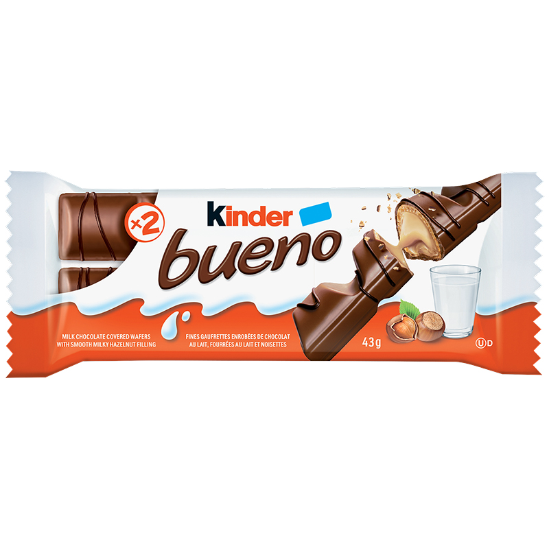 Kinder Bueno Milk Chocolate and Hazelnut Cream Candy Bars - 43g