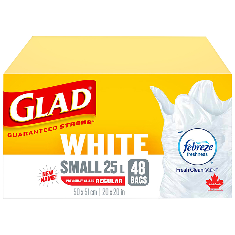 Glad White Garbage Bags with Freshscent - Small - 25L/48s
