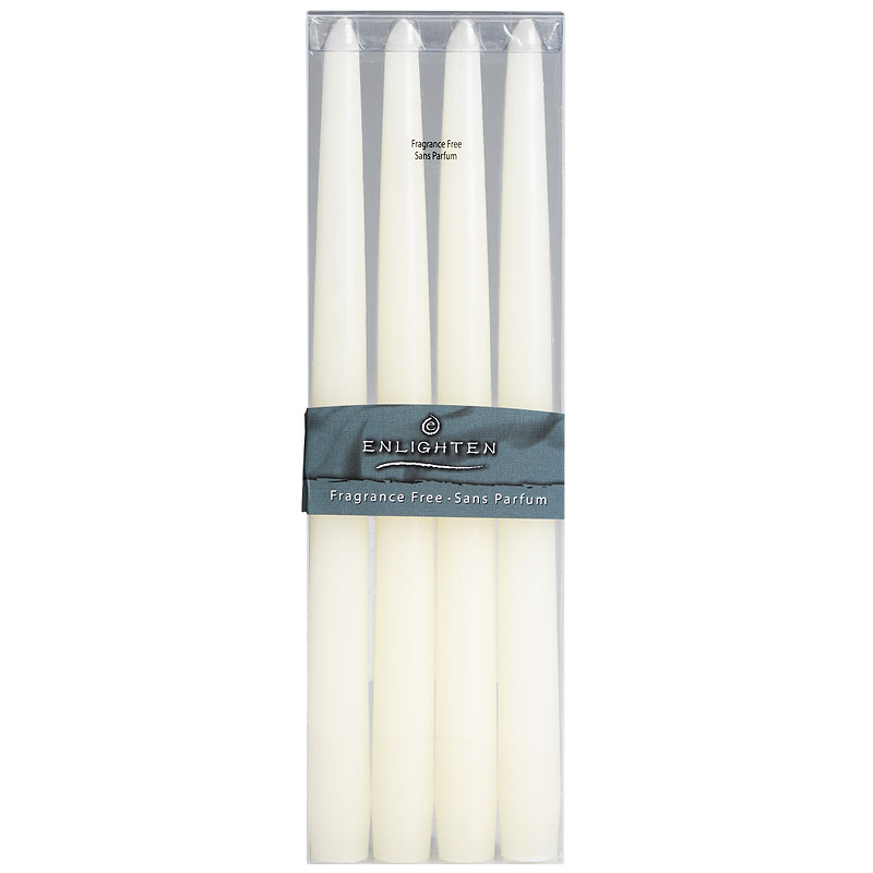 Enlighten Linen Taper Unscented Candles - Ivory - 4 pack