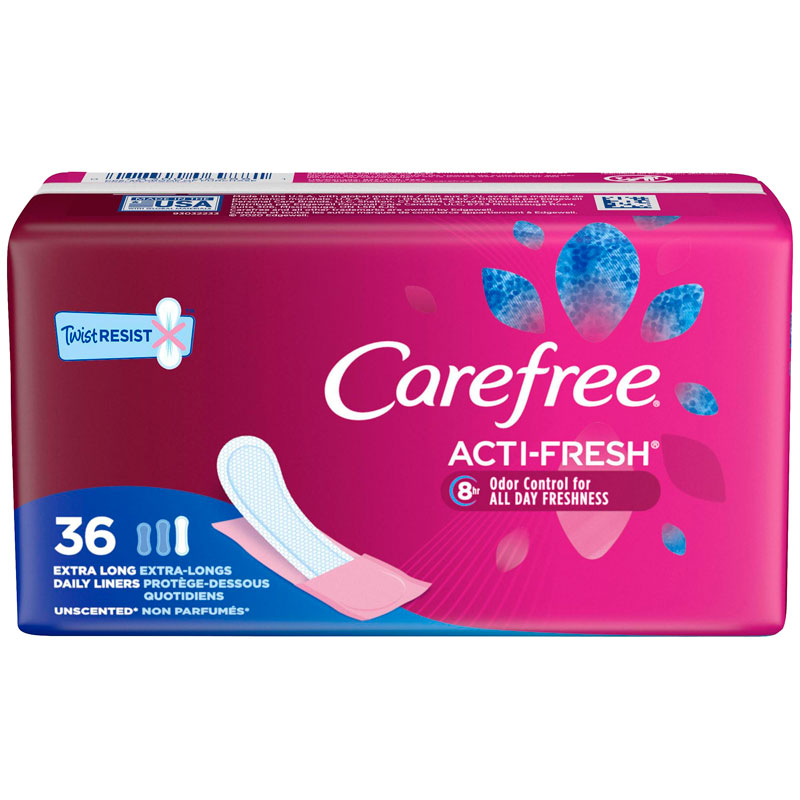 Carefree Body Shape Acti-Fresh Extra Long Pantiliner - Unscented - 36s