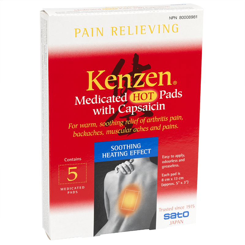 Kenzen Medicated Hot Pads with Capsaicin - 5s