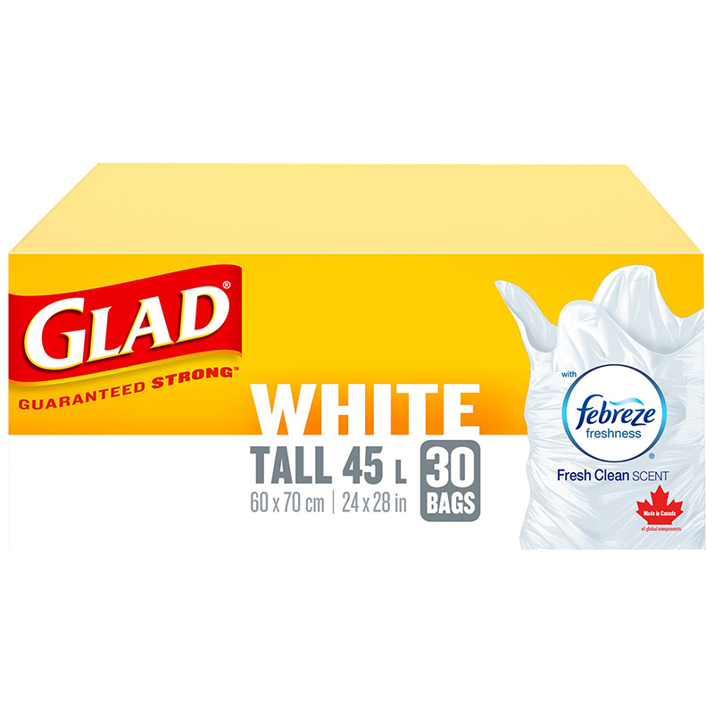 Glad White Garbage Bags with Freshscent - Tall - 45L/30s