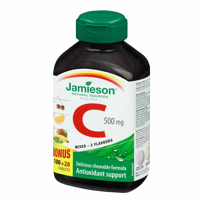 Jamieson Chewable Vitamin C 500 mg - Mixed 3 Flavours - 100's