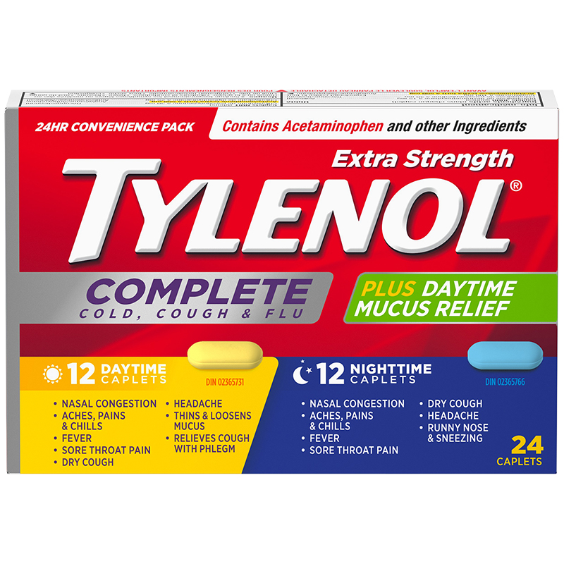 Tylenol* Complete Day/Night Cold, Cough & Flu Plus Daytime Mucus Relief - 24s� �