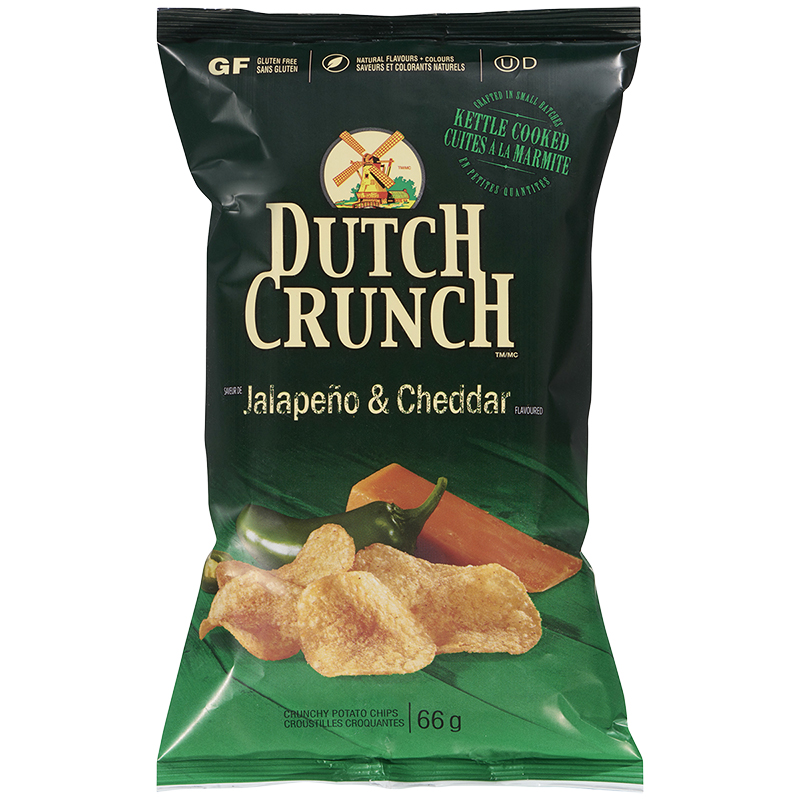 Dutch Crunch Kettle Cooked Potato Chips - Jalapeno & Cheddar - 66g