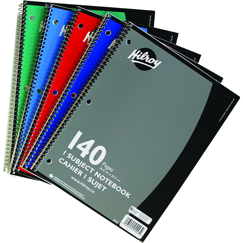 Hilroy One Subject Notebook - 140 pages - Assorted