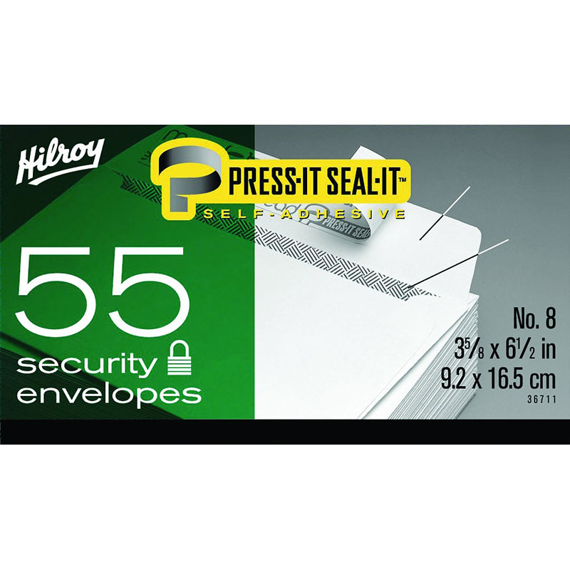Hilroy Press-It Seal-It No.8 Security Envelopes - 55 Pack