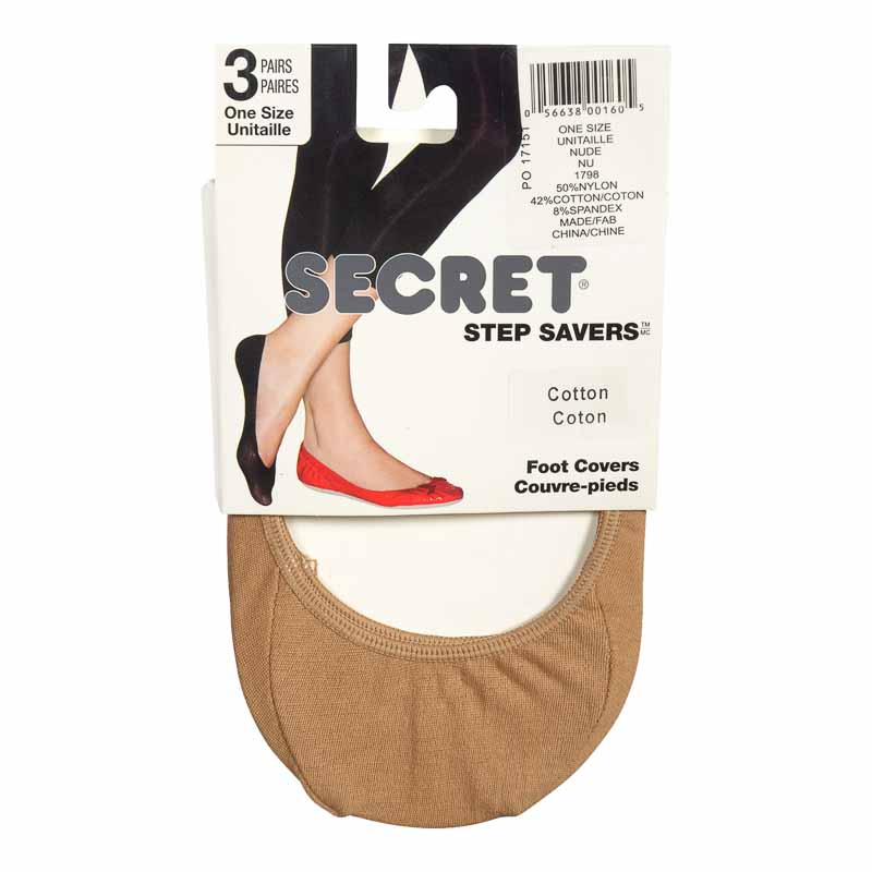 Secret Cotton Foot Cover - Nude - 3 pair
