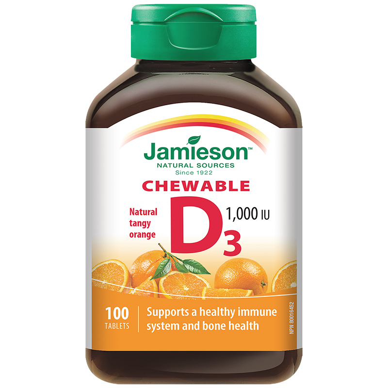 Jamieson Chewable Vitamin D 1,000 IU - Natural Tangy Orange - 100's