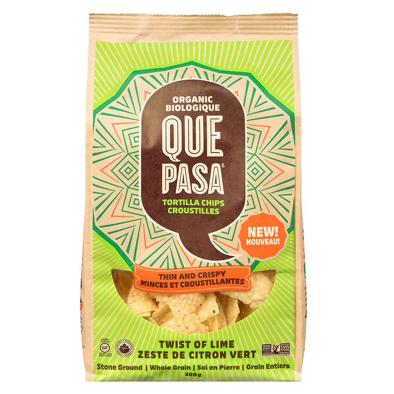 Que Pasa Organic Thin & Crispy Tortilla Chips - Twist of Lime - 300g