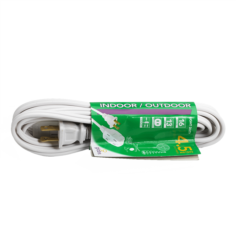 Globe 3 Outlet Extension Cord - Indoor & Oudoor - 4.5M - White