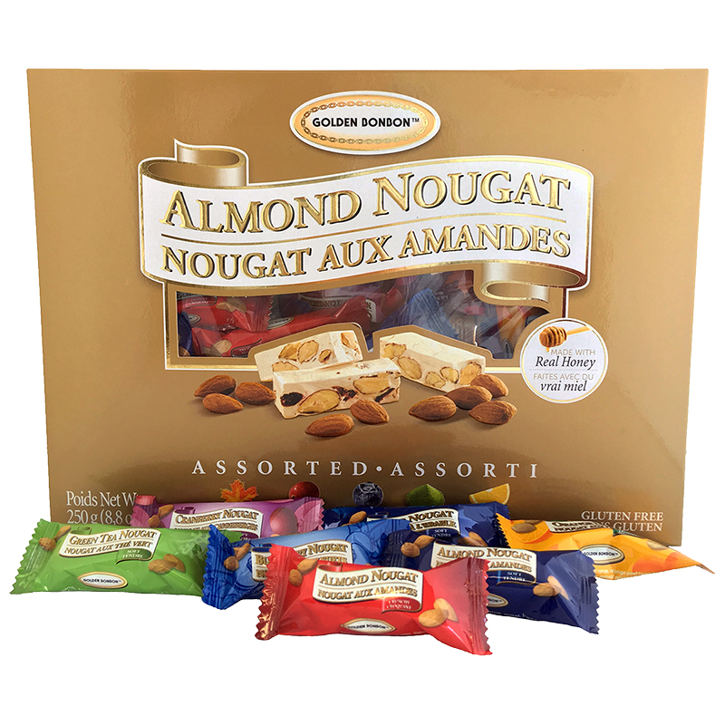 Golden Bonbon Almond Nougat - Assorted - 250g