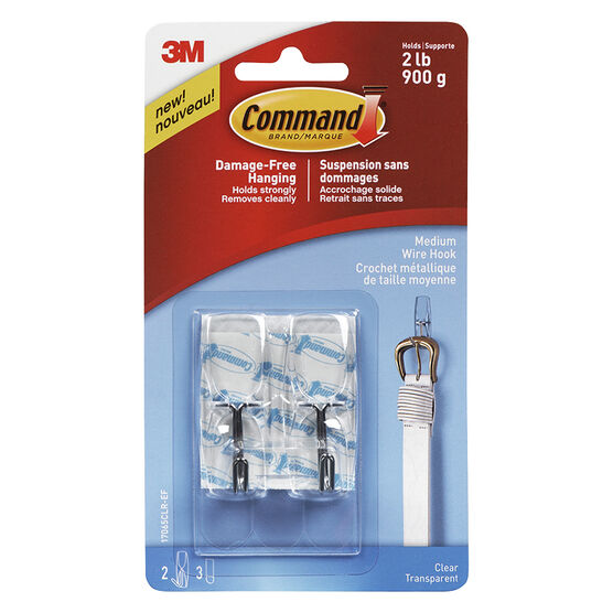 Command™ Medium Wire Toggle Hook - Clear - 2's | London Drugs