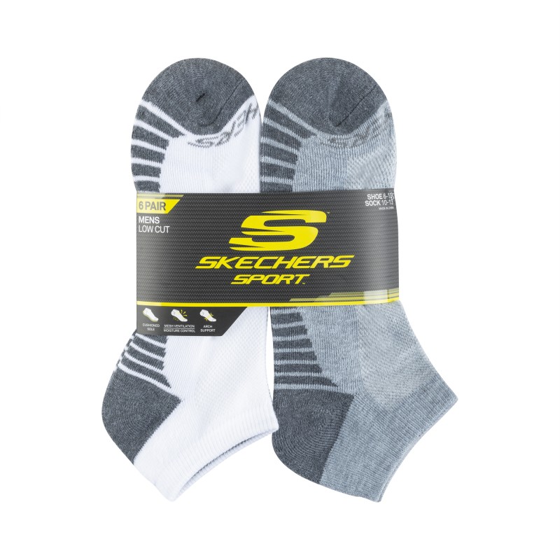 Skechers Sport Men's 1/2 Terry Low Cut Socks - Assorted - 6 pack