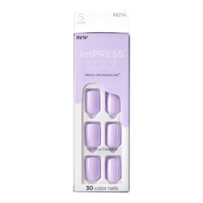 ImPRESS Color Press-on Manicure False Nails Kit - Short - Vivid Lavender - 30's